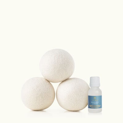 Thymes Washed Linen Wool Dryer Ball & Laundry Fragrance Set